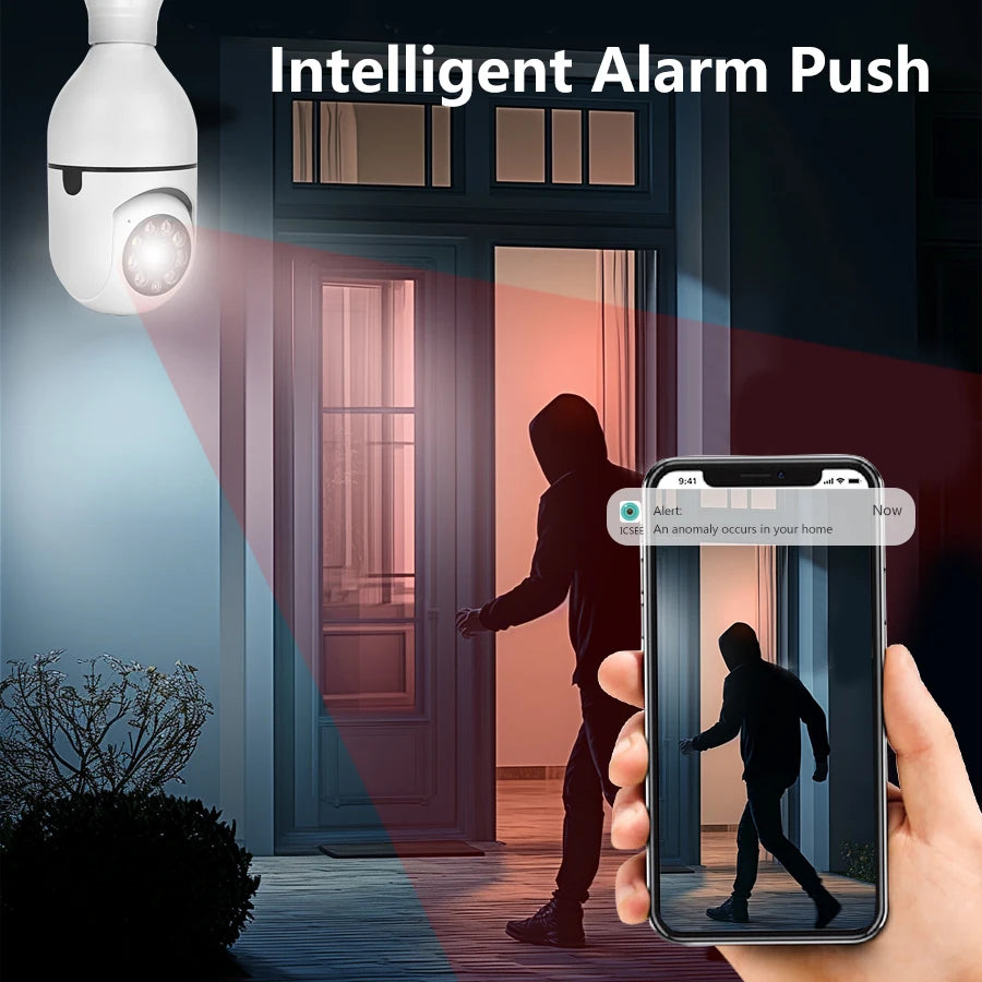 💸 E27 bulb Wifi surveillance camera PTZ night vision full-color HD automatic tracking CCTV 1080P security camera