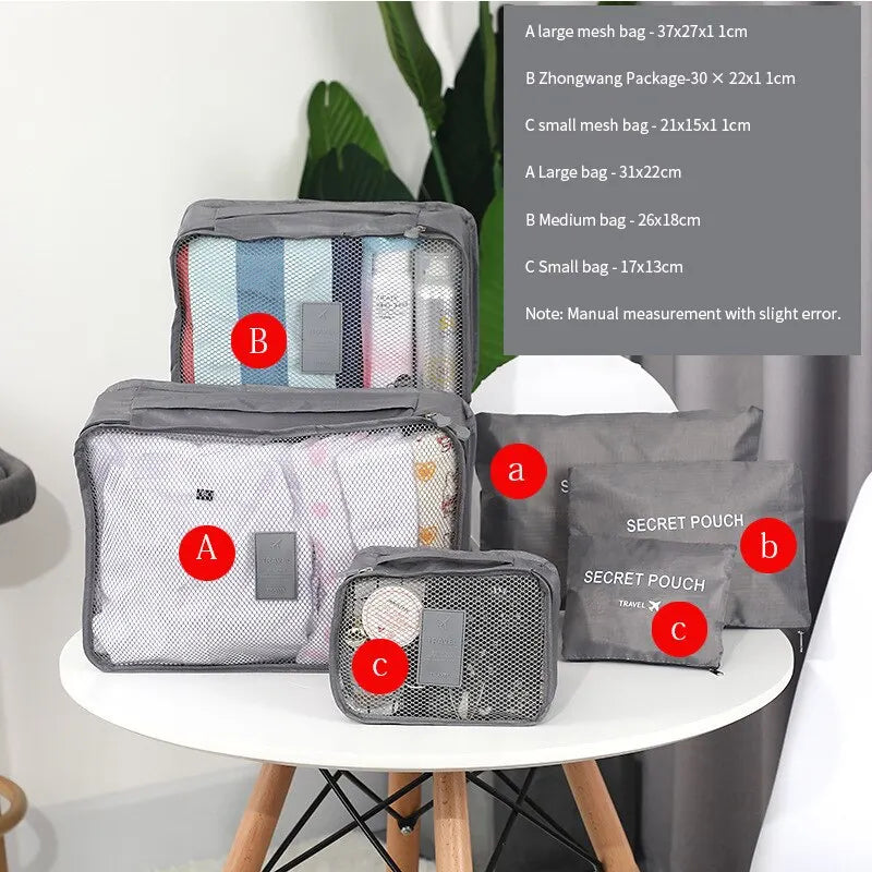 🔥DS 360™ 6-Pcs Travel Storage Bags Set - Portable Luggage Organizer Suitcase Packing Clothes Cubes with Shoe Pouch