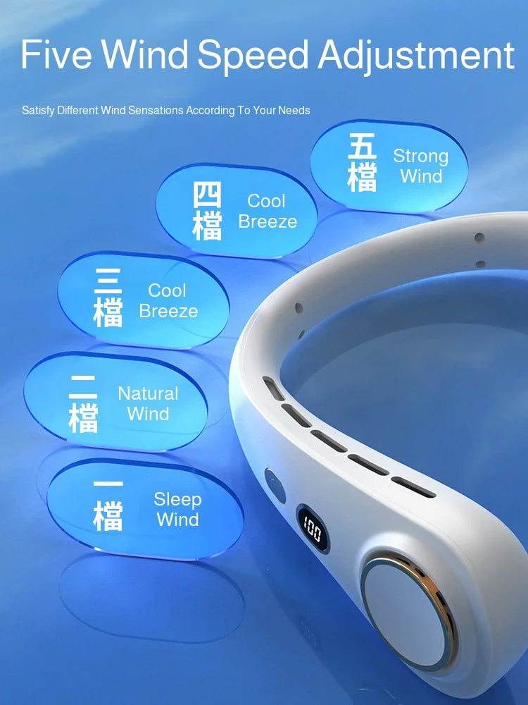 💸 2025 Hanging Neck Fan Portable Rechargeable Bladeless Air Cooler