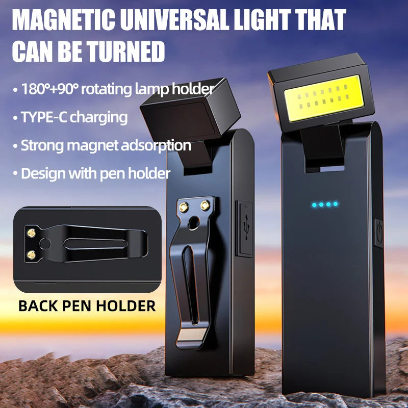 'DS 360™ 'Swivel 180° Magneto Rechargeable, Super Bright LED Light for Night Work, Camping, Car & Home