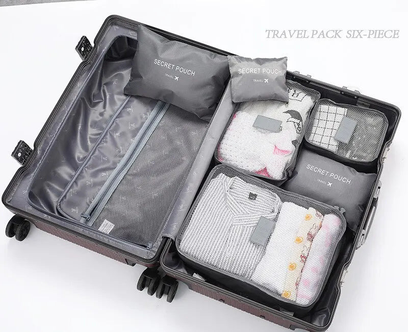 🔥DS 360™ 6-Pcs Travel Storage Bags Set - Portable Luggage Organizer Suitcase Packing Clothes Cubes with Shoe Pouch