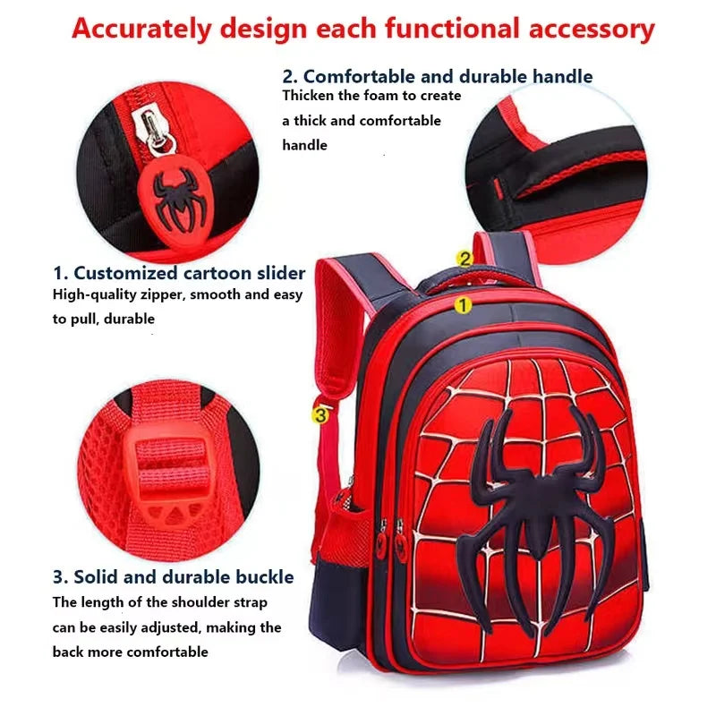 DS 360™ Spider King Kids Backpack: Waterproof Nylon & Large Capacity for all grades.