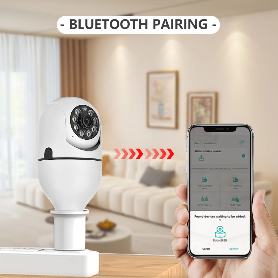 💸 E27 bulb Wifi surveillance camera PTZ night vision full-color HD automatic tracking CCTV 1080P security camera