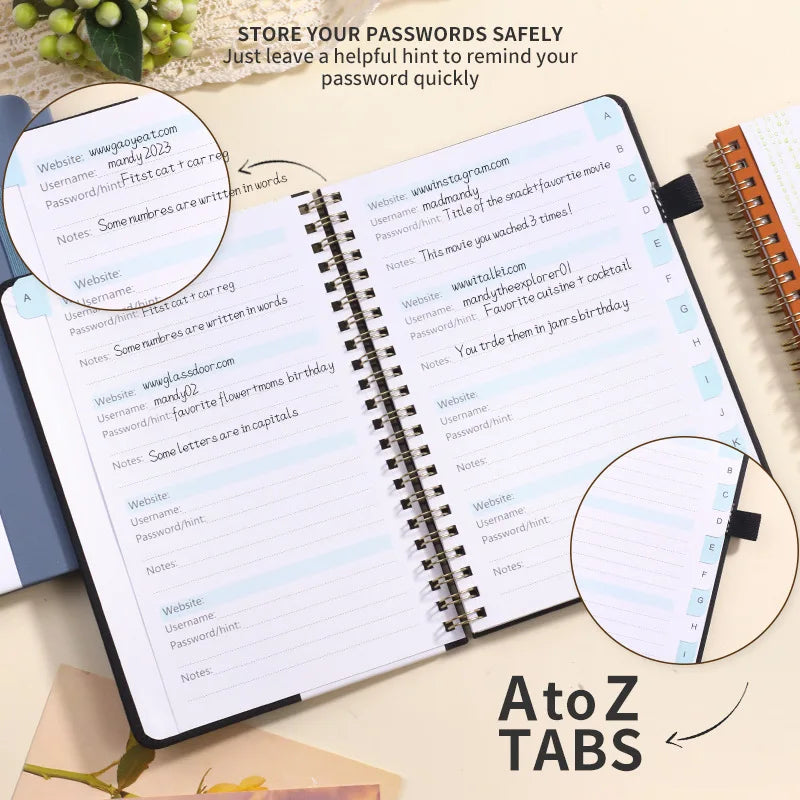 'DS 360™ Password Keeper 56 Sheets ,  Leather Secure Internet Organizer!