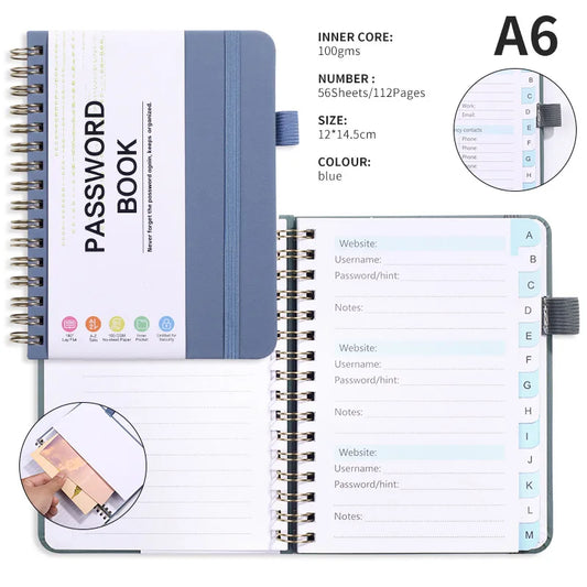 'DS 360™ Password Keeper 56 Sheets ,  Leather Secure Internet Organizer!