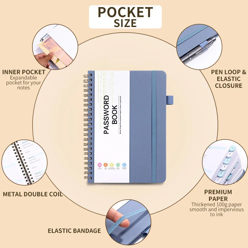 'DS 360™ Password Keeper 56 Sheets ,  Leather Secure Internet Organizer!