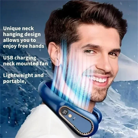 🔥Premium Bladeless Neck Fan - Portable Hands-Free Cooler with Digital Display, 5 Wind Modes, USB Rechargeable !