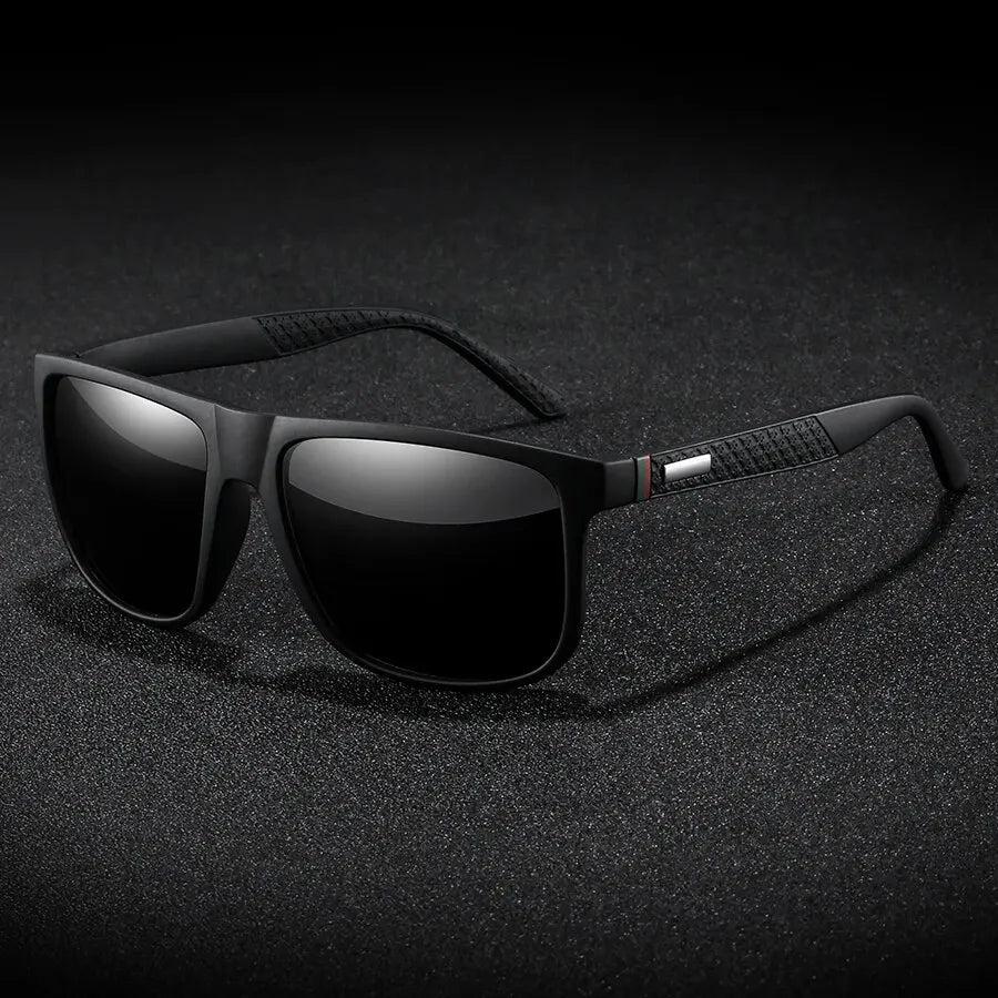 'DS 360™ Recangled .Lens.Dipped Polarized Black-on-Black Sunglasses