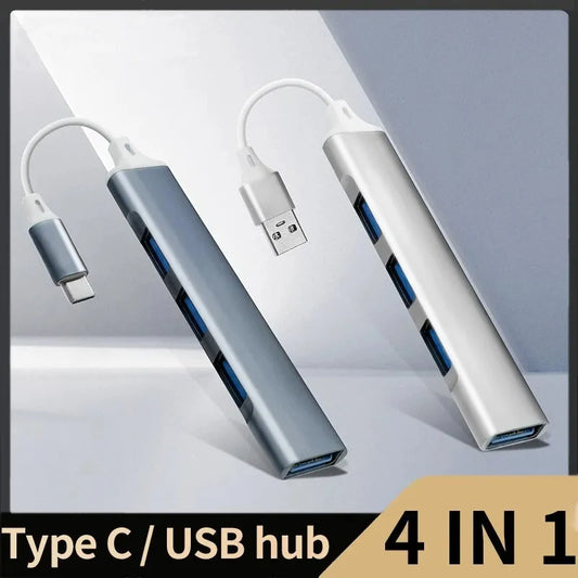 DS 360™  DS-Tech 4 Port USB 3.0 Hub USB C Hub High Speed Type C Splitter 5Gbps For PC Computer Accessories Multiport HUB 4 USB 3.0 2.0 Ports