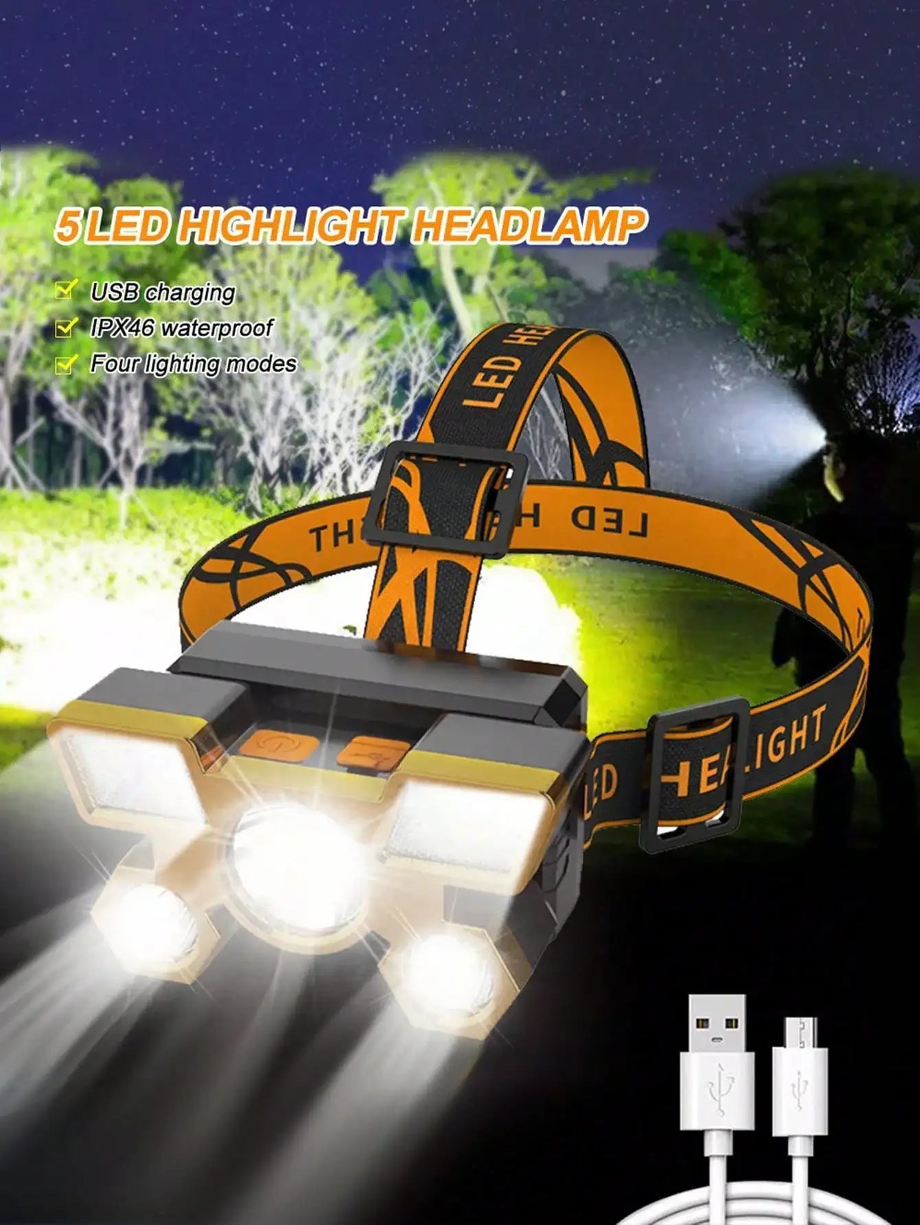 'DS 360™ Rechargeable 5 LED 
Head-Torch / Heavy-Duty Battery.